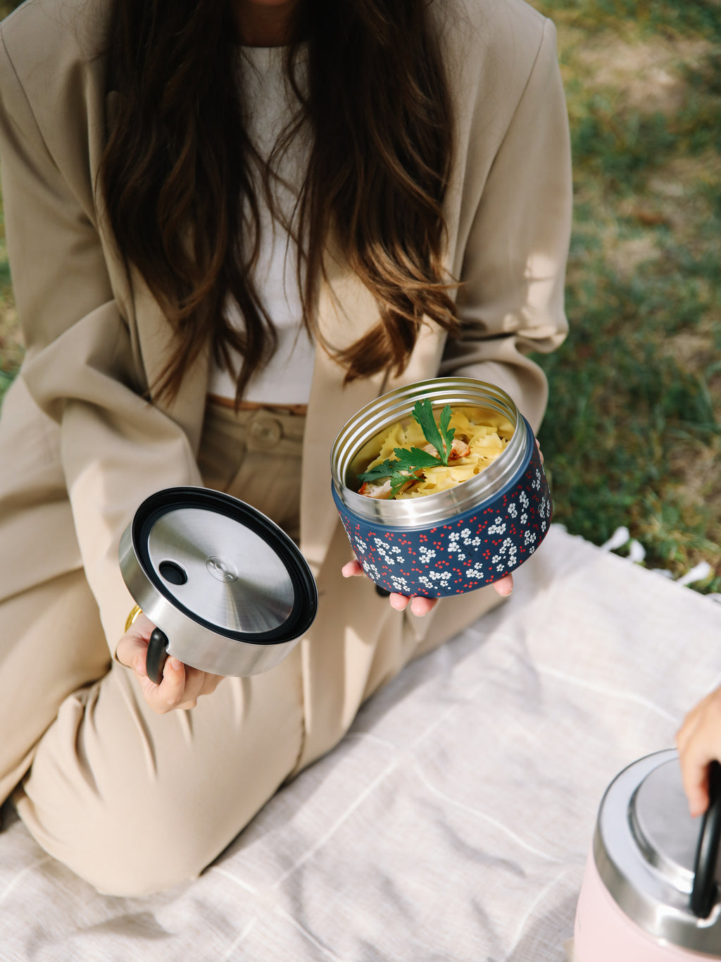 Insulated Lunchbox handle - Hanami Blue