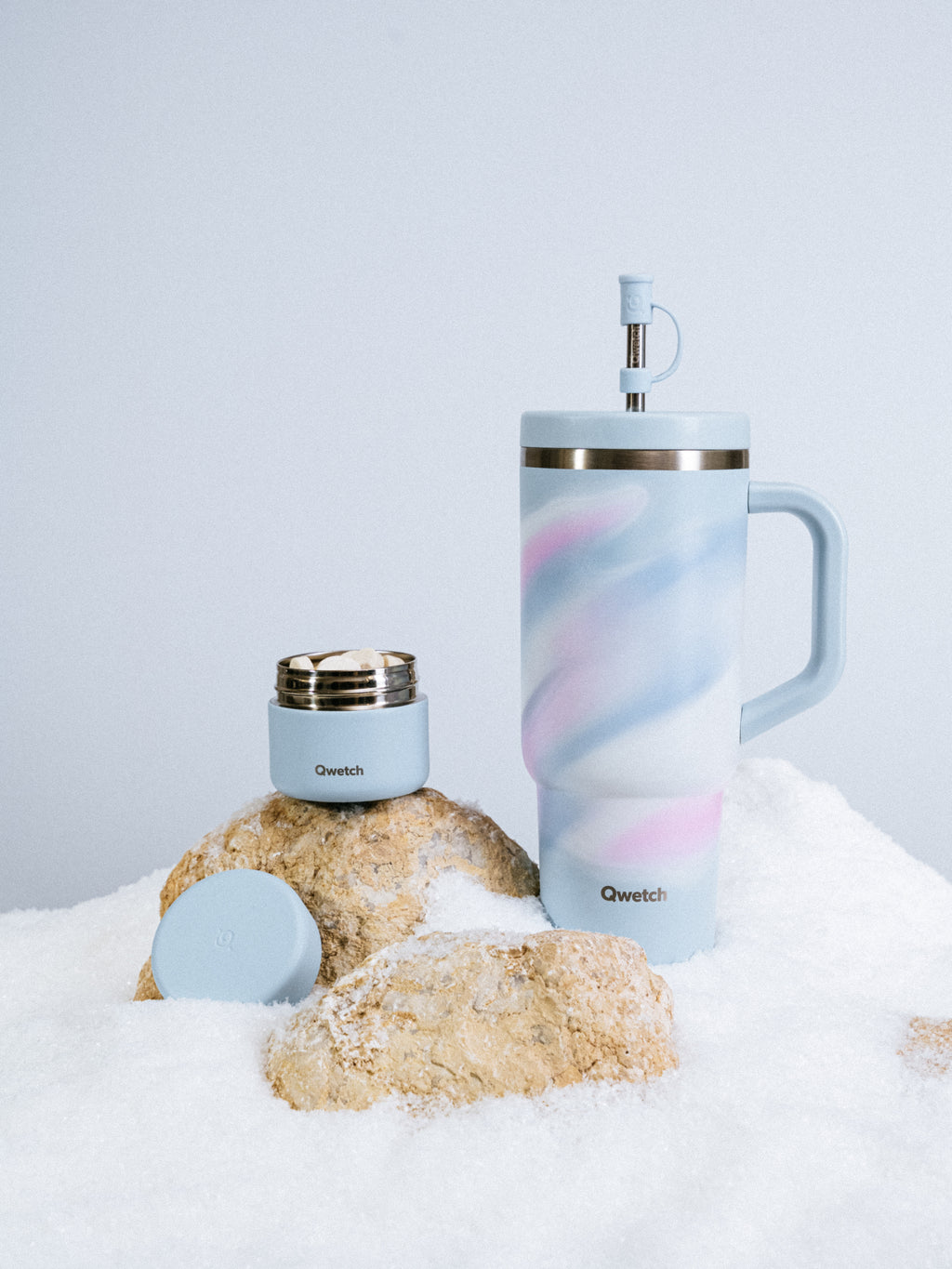 Kit Routine Box Solid Drinks & Travel Cup Aura Pastel Bleu - Qwetch