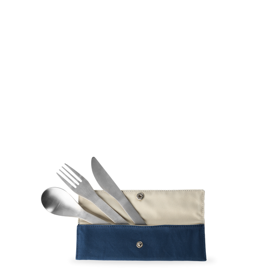 Set de 3 couverts inox - Granite Bleu