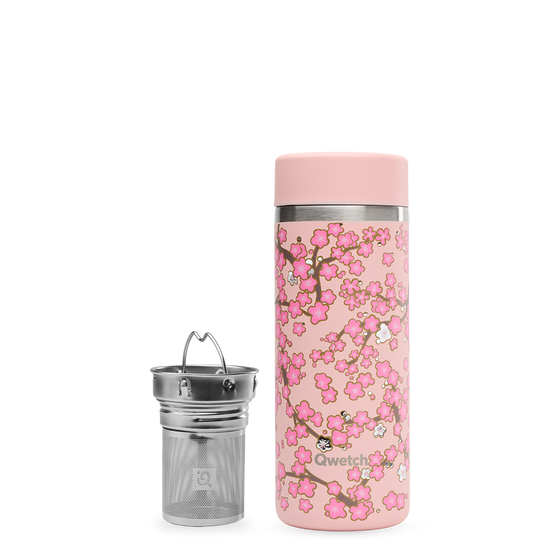 Insulated Teamug - Flowers Pastel Pink