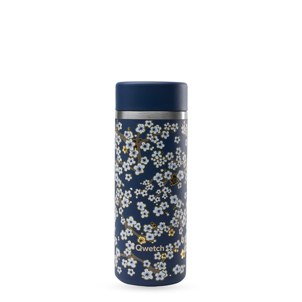 Insulated Teamug - Flowers Midnight Blue