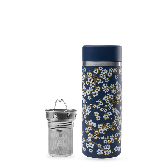 Insulated Teamug - Flowers Midnight Blue