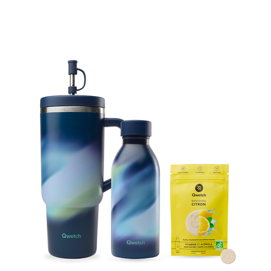 Kit Solid Drinks Zitrone - Travel Cup & Flasche Icon Aura