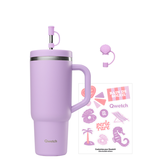 Kit de pegatinas y punta de concha para pajita - Travel Cup Lavanda