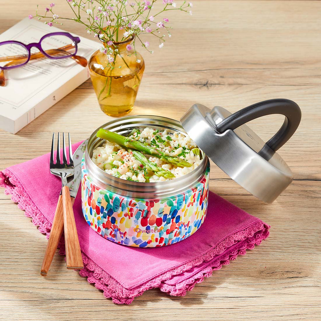 Boîte repas poignée isotherme en inox Flowers 850ml - Qwetch