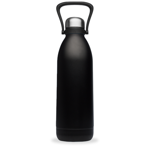 QWETCH 2L Insulated Stainless Steel Bottle - Keeps Cold 48h, Hot 16h | Matte Black, BPA-Free With Handle