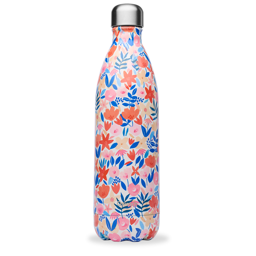 Gourde isotherme Qwetch 500ml Flora Bleu - P'tits Poids Carottes