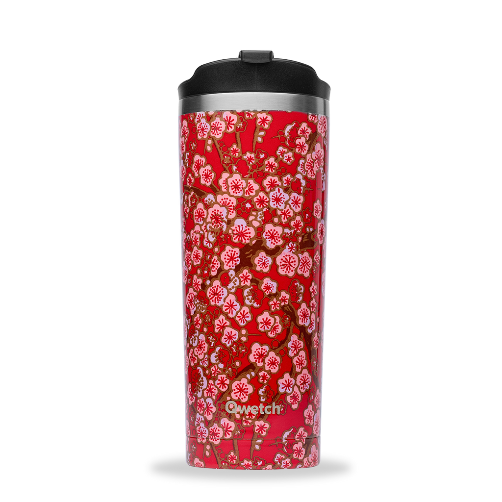 Insulated Travel Mug - Flowers Red