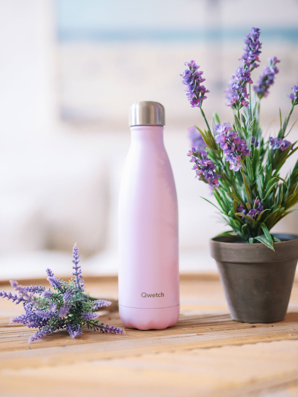 Gourde isotherme Giverny 500 ml fleur mauve - Bouteille design Qwetch